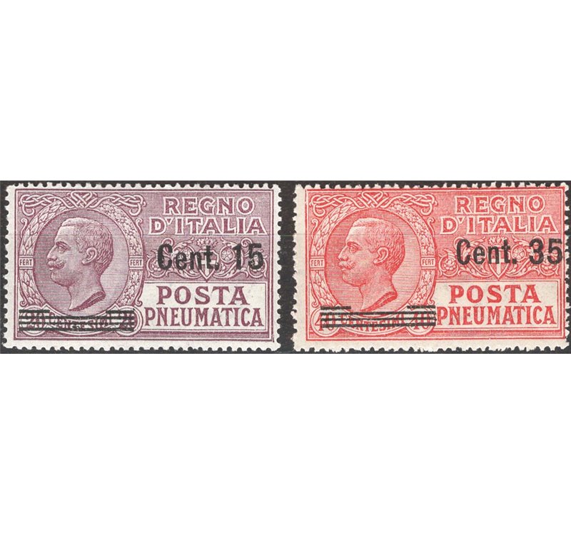 1927 - Posta pneumatica, serie n° 10/11. Cat. € 110 (**)
