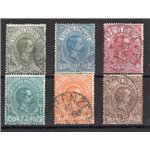 1914/22 - Pacchi postali Umberto I, serie n° 1/6. Cert.: IC. Cat. € 575 (U)