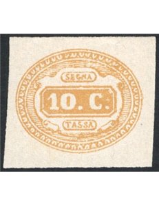 1863 - Segnatasse 10 c. ocra, n° 1. Firm.: Chia. Cert.: Biondi. Cat. € 4.000 (**)