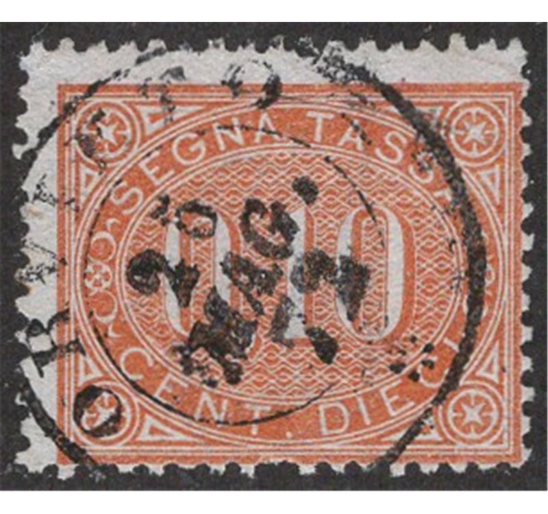 1869 - Segnatasse cifra 10 c. giallo, n° 2. Cat. € 100 (U)