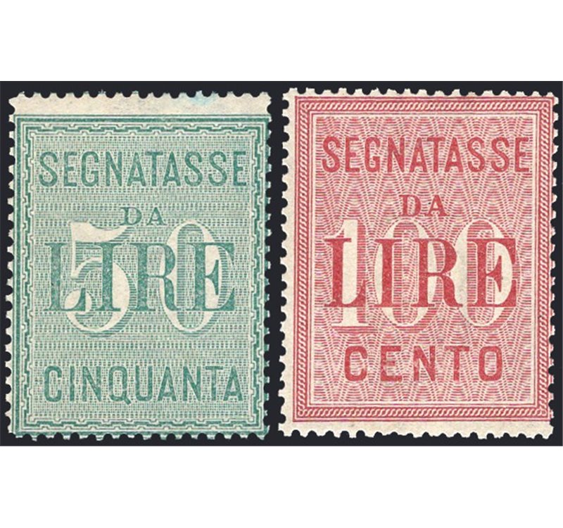1894 - Segnatasse alti valori, serie n° 15/16. Cert.: IC. Cat. € 300 (**)