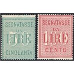 1894 - Segnatasse alti valori, serie n° 15/16. Cert.: IC. Cat. € 300 (**)