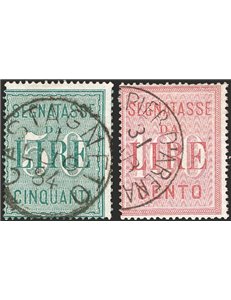 1894 - Segnatasse alti valori, serie n° 15/16. Cat. € 200 (U)
