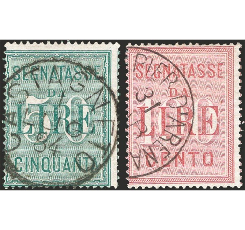 1894 - Segnatasse alti valori, serie n° 15/16. Cat. € 200 (U)