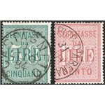 1894 - Segnatasse alti valori, serie n° 15/16. Cat. € 200 (U)