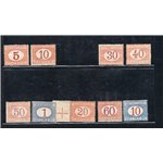1890/94 - Segnatasse cifra in ovale, serie n° 20/28. Firm.: Raybaudi. Cert.: IC. Cat. € 1.530 (**)