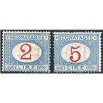 1903 - Segnatasse cifra 2 £ e 5 £, serie n° 29/30. Cert.: IC. Cat. € 1.500 (**)