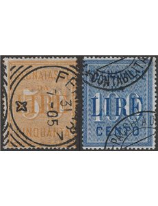 1903 - Segnatasse 50 £ e 100 £, serie n° 31/32. Cat. € 85 (U)