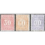1913 - Servizio commissioni, serie n° 1/3. Cert.: Biondi. Cat. € 700 (**)