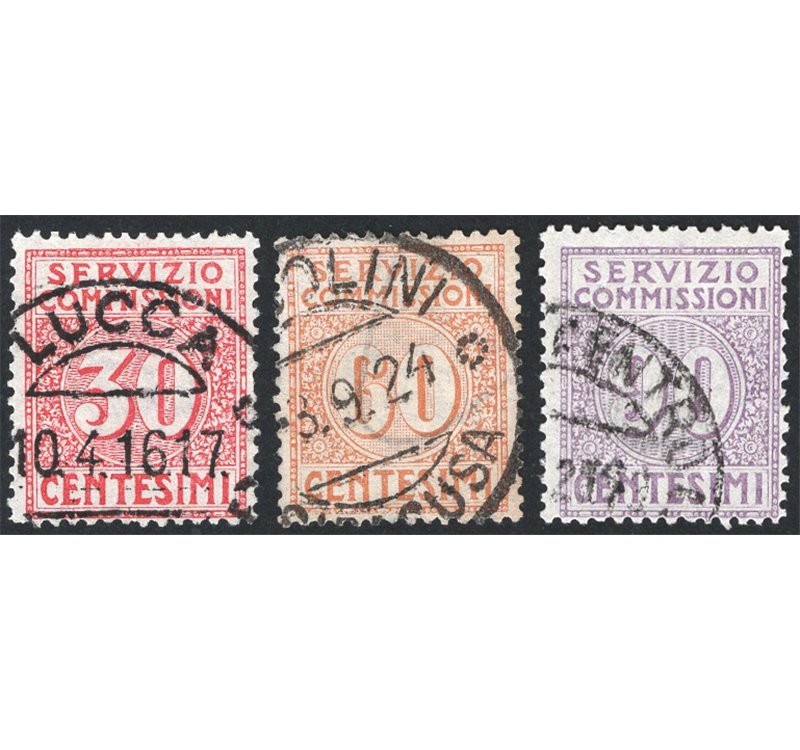 1913 - Servizio commissioni, serie n° 1/3. Firm.: Raybaudi. Cert.: Apicella. Cat. € 1.000 (U)