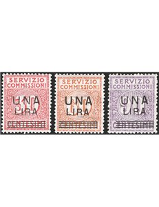 1913 - Servizio commissioni, serie n° 4/6 con ottima centratura. Cert.: IC. Cat. € 2.550 (**)