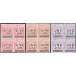 1913 - Servizio commissioni, serie n° 4/6 in quartina. Cert.: IC. Cat. € 4.250 (**)