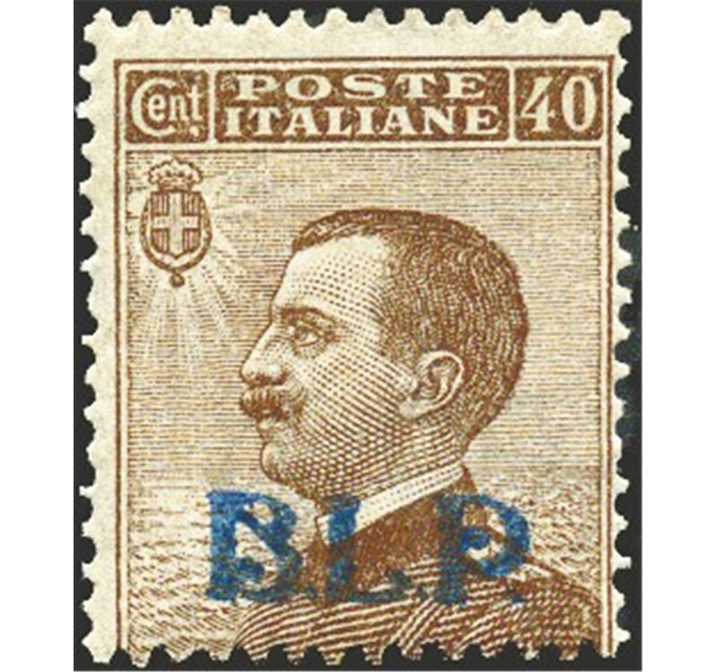1921 - BLP 40 c. bruno con soprast. 1° tipo, n° 4. Cert.: Biondi. Cat. € 550 (**)