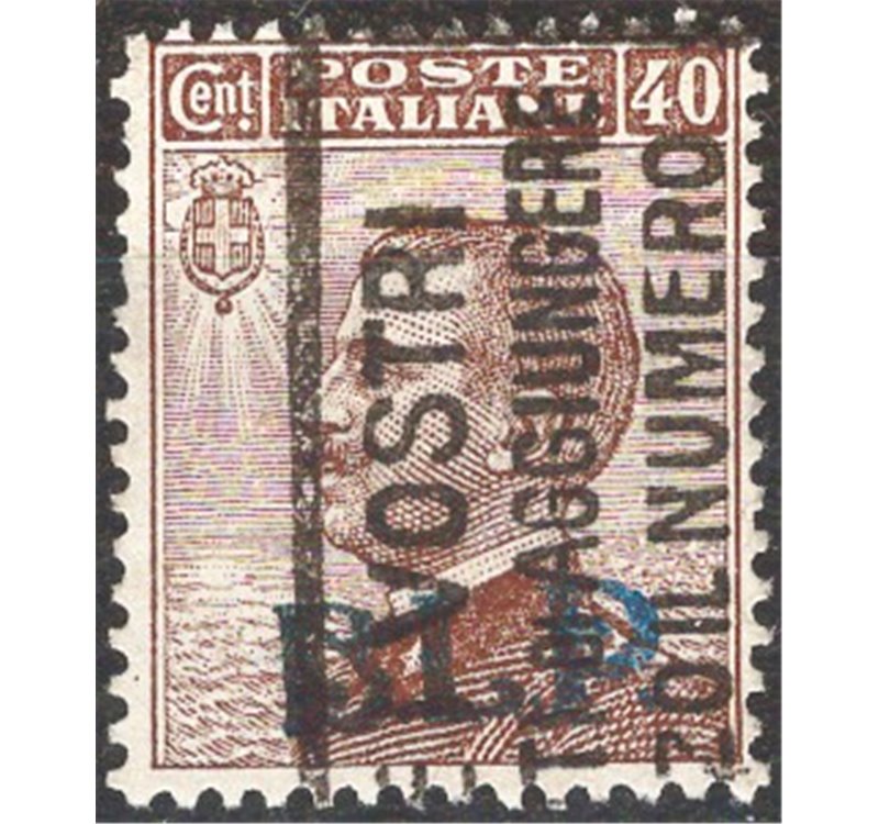 1921 - BLP 40 c. bruno soprast. litografica 1° tipo, n° 4. Cat. € 35 (U)