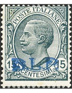 1922/23 - BLP 15 c. grigio soprast. del 2° tipo, n° 6. Cert.: Biondi. Cat. € 3.200 (**)