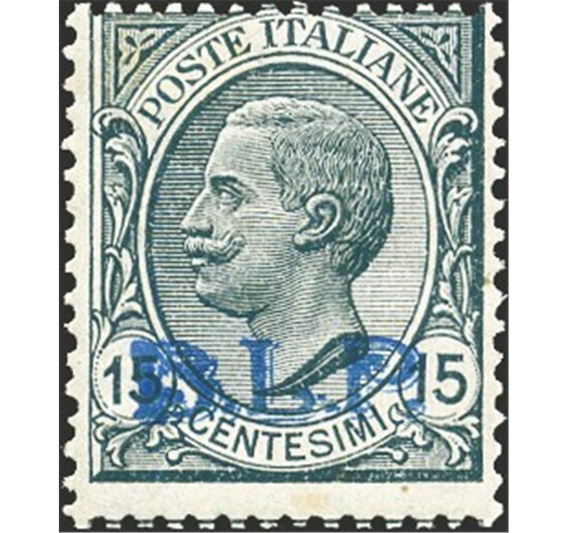1922/23 - BLP 15 c. grigio soprast. del 2° tipo, n° 6. Cert.: Biondi. Cat. € 3.200 (**)