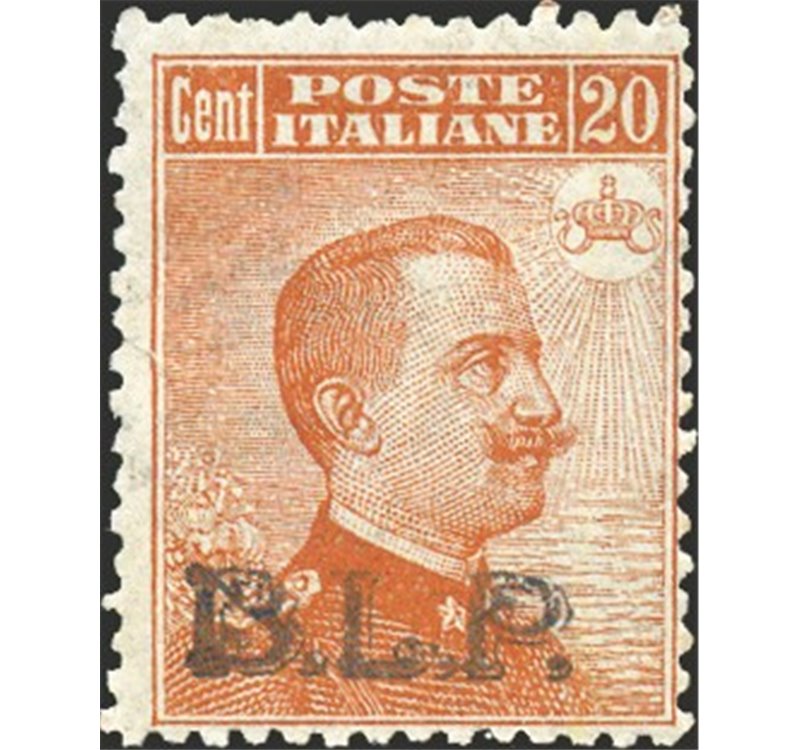 1922/23 - BLP 20 c. arancio soprast. 2° tipo, n° 7. Cert.: Biondi. Cat. € 3.000 (**)