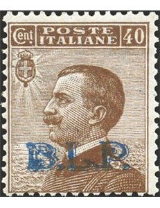 1922/23 - BLP 40 c. bruno con soprast. 2° tipo, n° 9. Cert.: Biondi. Cat. € 950 (**)