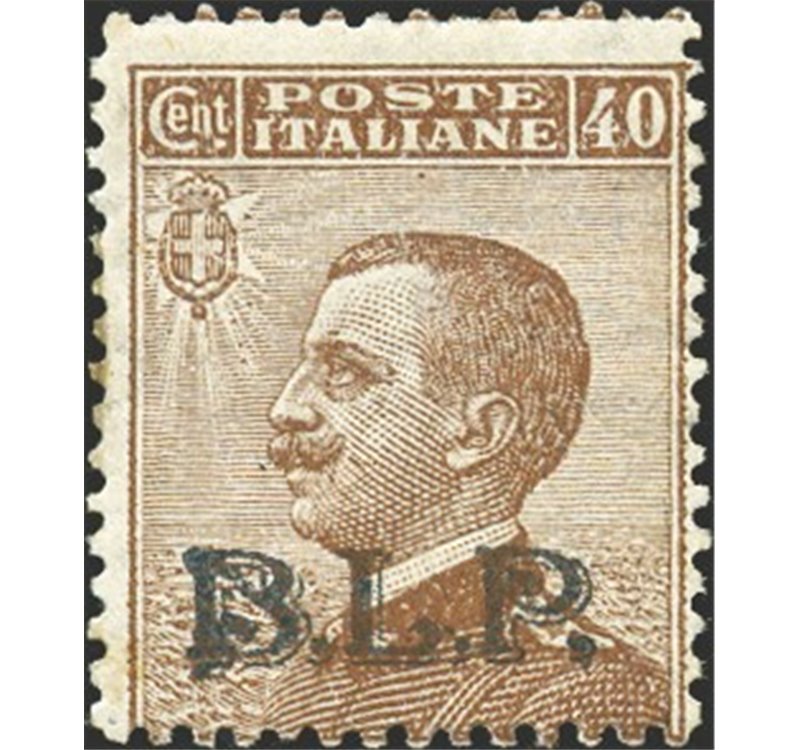 1922/23 - BLP 40 c. bruno con soprast. 2° tipo, n° 9A. Cert.: Biondi. Cat. € 380 (*)
