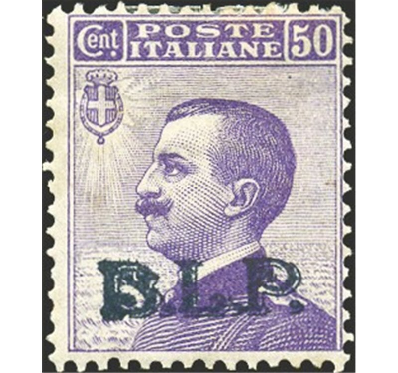 1922/23 - BLP 50 c. violetto soprast. del 2° tipo, n° 10. Cert.: Biondi. Cat. € 1.500 (*)