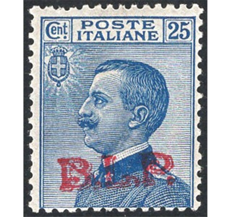 1923 - BLP 25 azzurro soprast. tipografica del 3° tipo, n° 16. Firm.: AD - ED. Cert.: Apicella. Cat. € 550 (*)