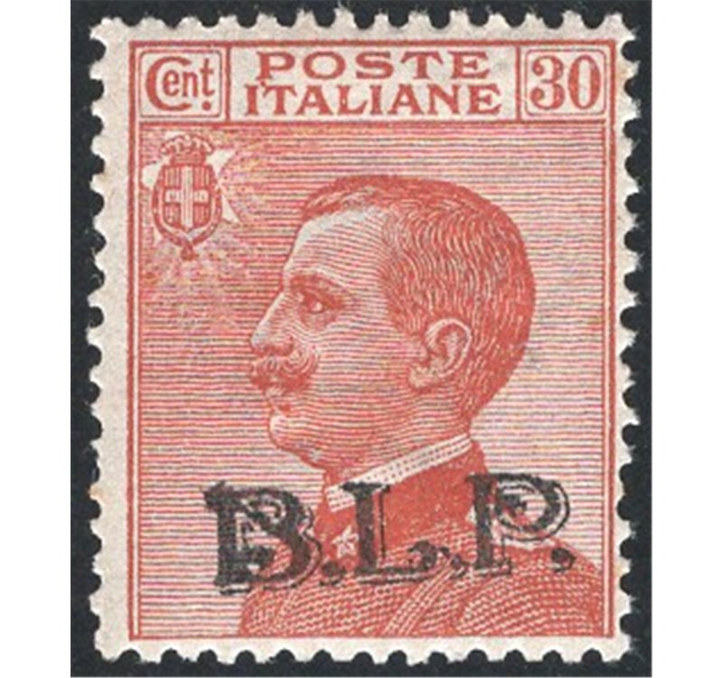 1923 - BLP 30 c. bruno arancio con soprast. nera del 3° tipo, n° 17. Firm.: AD - ED. Cert.: Apicella. Cat. € 875 (**)