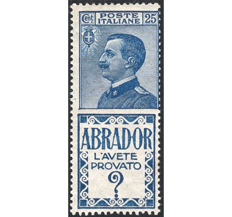 1924 - Pubblicitari Abrador 25 c., n° 4. Firm.: Chia. Cert.: IC. Cat. € 600 (**)