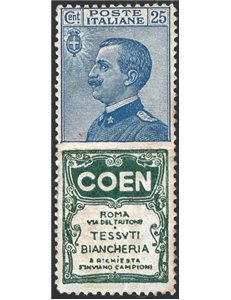 1924/25 - Pubblicitari Coen 50 c. violetto, n° 5. Firm.: ED. Cert.: IC. Cat. € 1.250 (**)