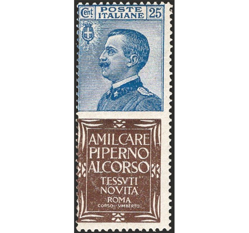 1924/25 - Pubblicitari Michetti 25 c. azzurro Piperno, n° 6. Cert.: Raybaudi (oro). Cat. € 6.500 (**)