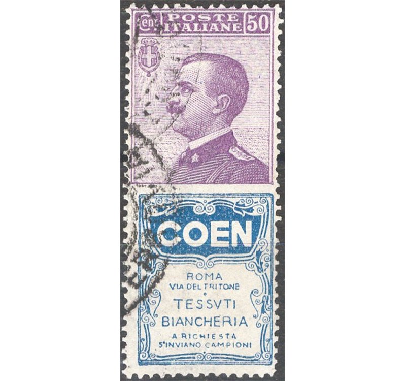1922/24 - Pubblicitari Coen 25 c. violetto, n° 10. Cat. € 165 (U)