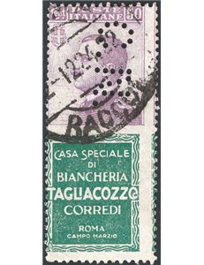1925 - Pubblicitari 50 c. Tagliacozzo con perforazione "CN", n° 17 (U)