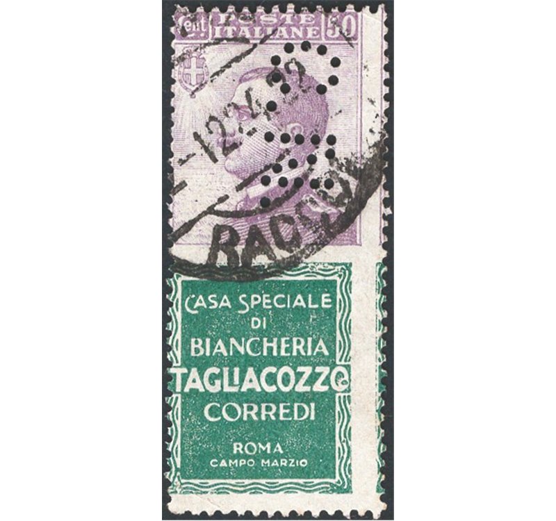 1925 - Pubblicitari 50 c. Tagliacozzo con perforazione "CN", n° 17 (U)
