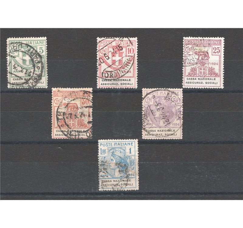 1924 - Parastatali Cassa Naz. Assicur. Sociali, serie n° 24/29. Cert.: IC. Cat. € 1.000 (U)