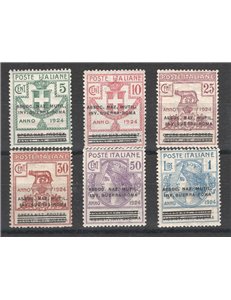 1924 - Parastatali Assoc. Nazionale Mutil. Inv. Guerra - Roma, serie n° 70/75 con ottima centratura. Cat. € 760 (**)