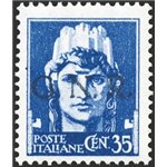 1944 - RSI Imperiale 30 c. bruno con soprast. di Verona in rosso anzichè nera, n° 476A. Cert.: Biondi. Cat. € 1.650 (**)