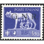 1944 - RSI Imperiale 3,70 £ violetto con soprast. di Brescia 1° tipo, n° 484I. Cert.: Cilio. Cat. € 800 (**)