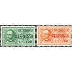 1943/44 - RSI Espressi soprast. di Verona ed errori di colore della stessa, 1,25 £ con soprast. nera, 2,50 £ con soprast. rossa,
