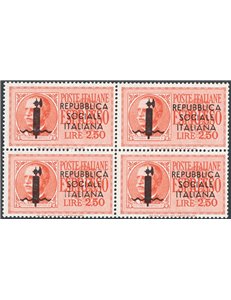 1944 - RSI Espressi 2,50 £ arancio soprast. di Verona e nitido decalco al verso, n° 22i. Cert.: IC. Cat. € 250+ (**)