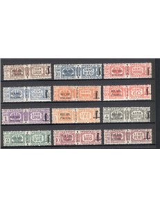 1944 - RSI Pacchi postali, serie n° 36/47. Firm.: ED. Cert.: IC. Cat. € 3.750 (**)