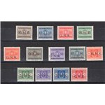 1944 - RSI Segnatasse soprast. GNR di Verona e Brescia, serie n° 47/59. Varie firme. Cert.: Apicella. Cat. € 3.000 (**)