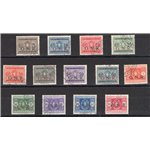 1944 - RSI Segnatasse soprast. GNR di Verona, serie n° 47/59 con annulli postumi di favore. Cert.: Biondi. Cat. € 5.500 (U)