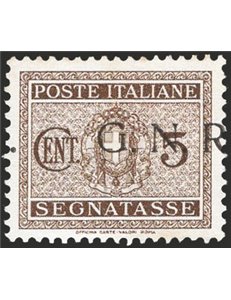 1944 - RSI Segnatasse con soprast. Brescia fortemente spostata a destra, n° 47/Ibaa. Firm.: Raybaudi. Cert.: IC. Cat. € 225 (**)
