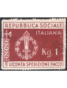 1944 - RSI Franchigia militare per pacchi fino ad 1 chilo, n° 1. Firm.: Chia. Cat. € 150 (**)