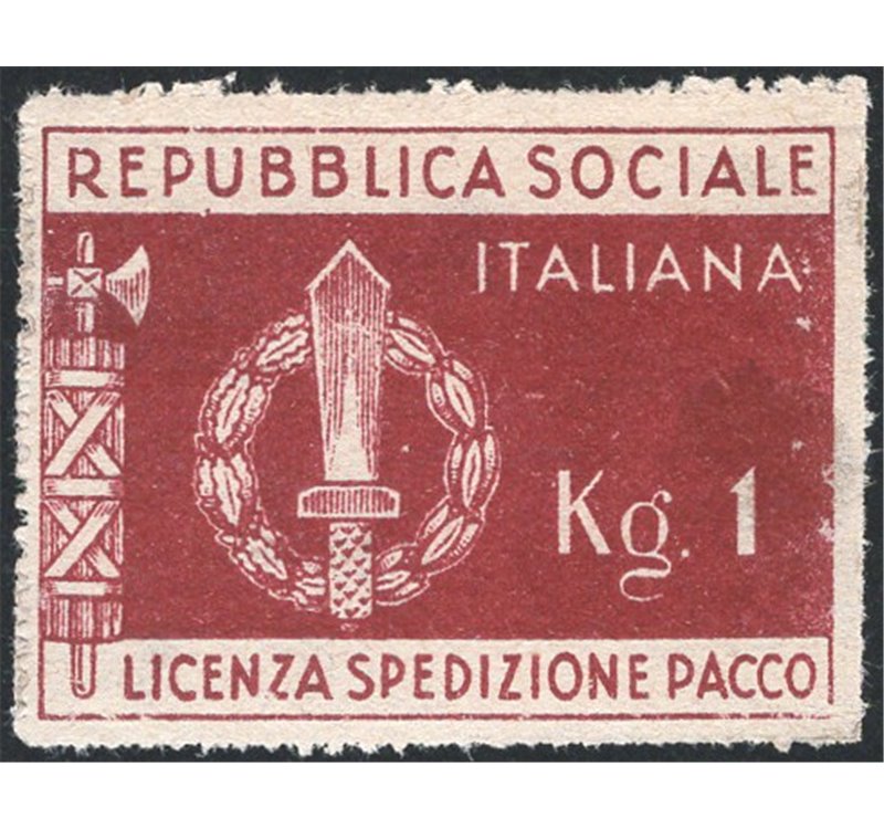 1944 - RSI Franchigia militare per pacchi fino ad 1 chilo, n° 1. Firm.: Chia. Cat. € 150 (**)