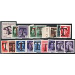 1944 - Luogotenenza insieme di 17 francobolli: Imperiale, Lupa, Pegaso e Monumenti Distrutti con soprast. “T” grande, segnatasse