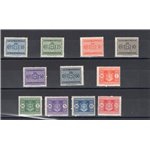 1945 - Luogotenenza Segnatasse filigrana ruota, serie n° 86/96. Cat. € 250 (**)