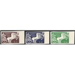1945 - Luogotenenza Sabe quadriga, la serie non dentellata, n° 13/15. Firm.: ED. Cert.: Apicella. Cat. € 2.200 (**)
