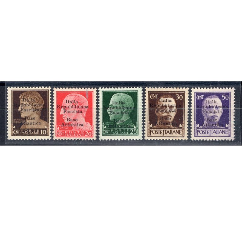 Emissioni Locali - Base Atlantica - 1943 - Imperiale soprast., serie n° 6 + 8/11. Cert.: Biondi. Cat. € 825 (**)