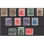Emissioni C.L.N. - Imperia - 1945 - Imperiale e R.S.I Monumenti Distrutti soprast., serie n° 1/12. Cert.: Biondi. Cat. € 1.650 (