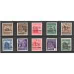 Emissioni C.L.N - Ponte Chiasso - 1945 - Monumenti distrutti soprast., serie n° 1/10. Cert.: Biondi. Cat. € 7.000 (**)